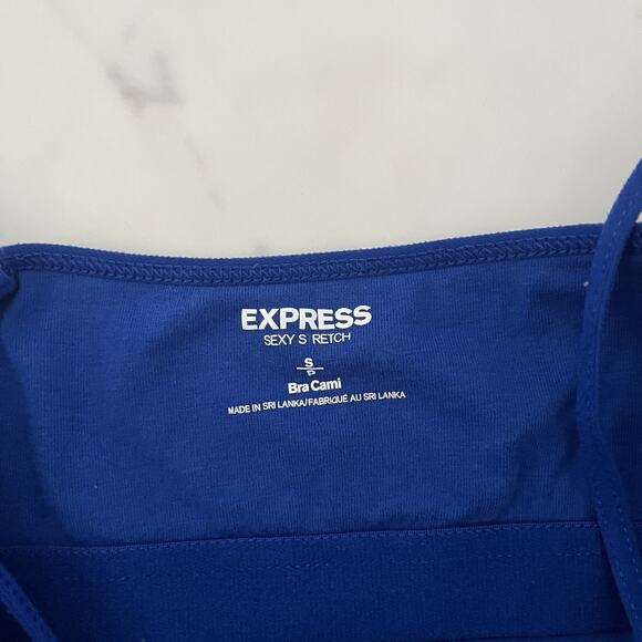 Y2K Vtg Express sexy stretch Cami tank top lace trim Blue Sz Small Dainty fairy - Picture 3 of 10